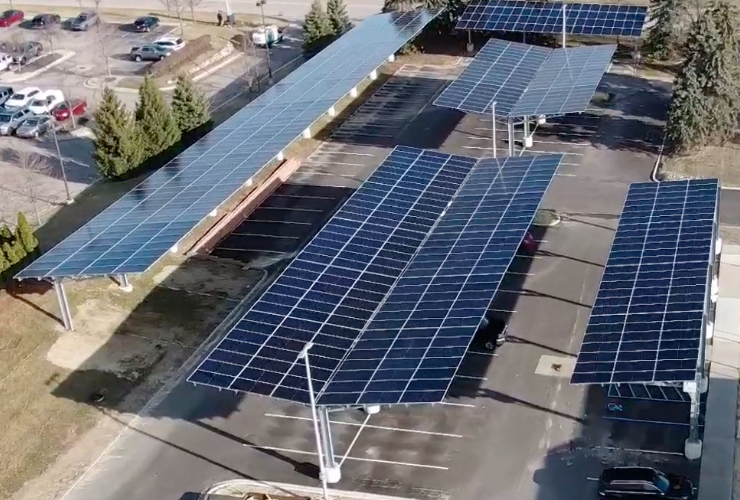 965 Panel Car Port Array and Ballasted Roof Mount Array